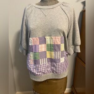 Upcycled perfectly adorable short sleeve sweatshirt